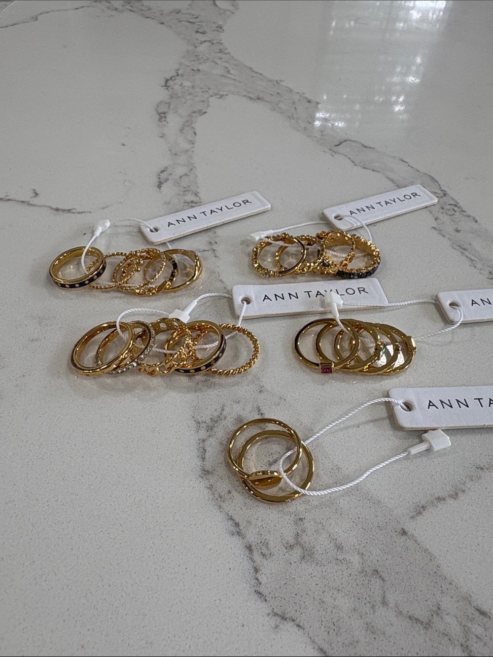 Ann Taylor Gold Stackable Ring Sets with Mixed Designs - 5 Sets